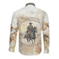 Bass Reeves Spirit Frontier Legend Long Sleeve Button Shirt African American Marshal Horse Riding Western Watercolor