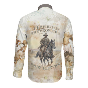 Bass Reeves Spirit Frontier Legend Long Sleeve Button Shirt African American Marshal Horse Riding Western Watercolor