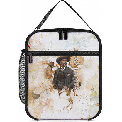 Bass Reeves Spirit Frontier Legend Lunch Bag African American Marshal Horse Riding Western Watercolor