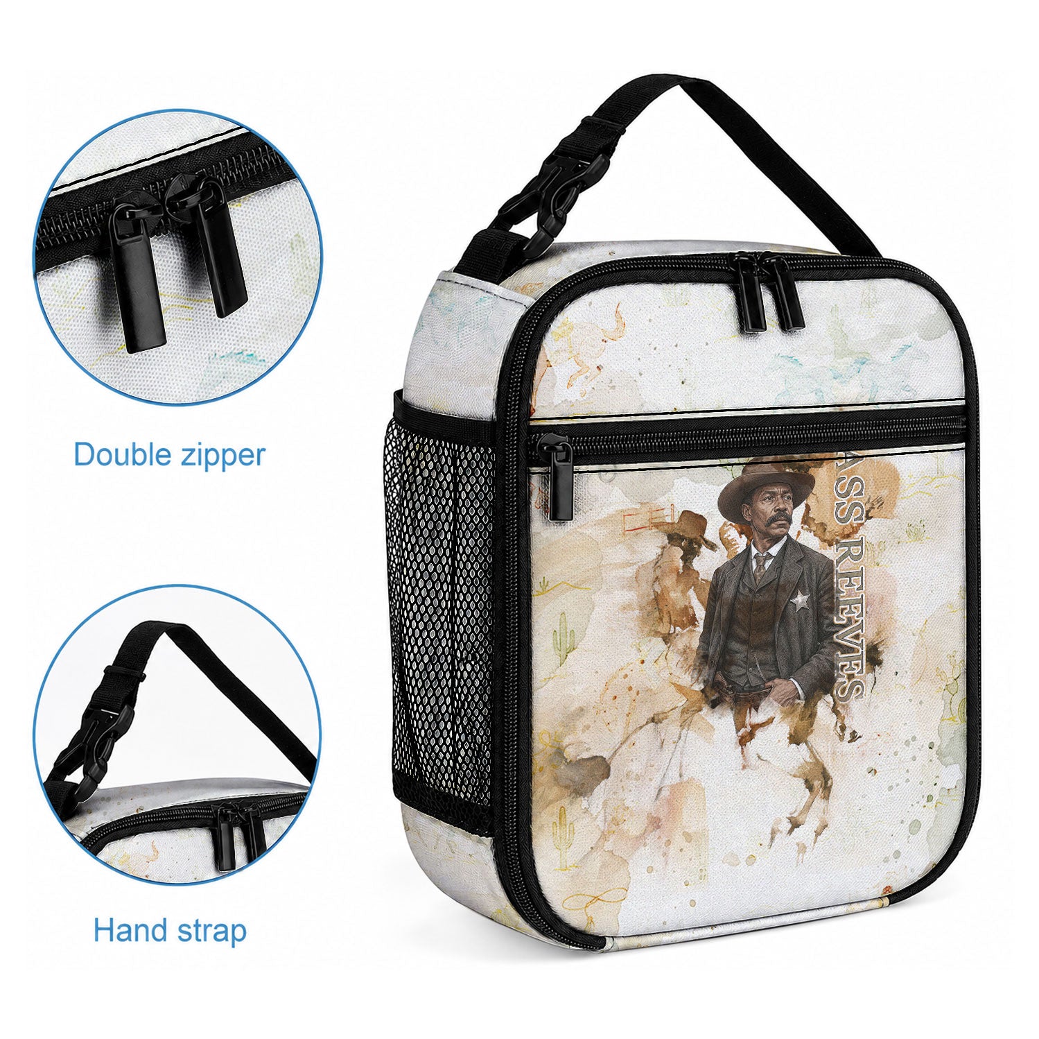 Bass Reeves Spirit Frontier Legend Lunch Bag African American Marshal Horse Riding Western Watercolor