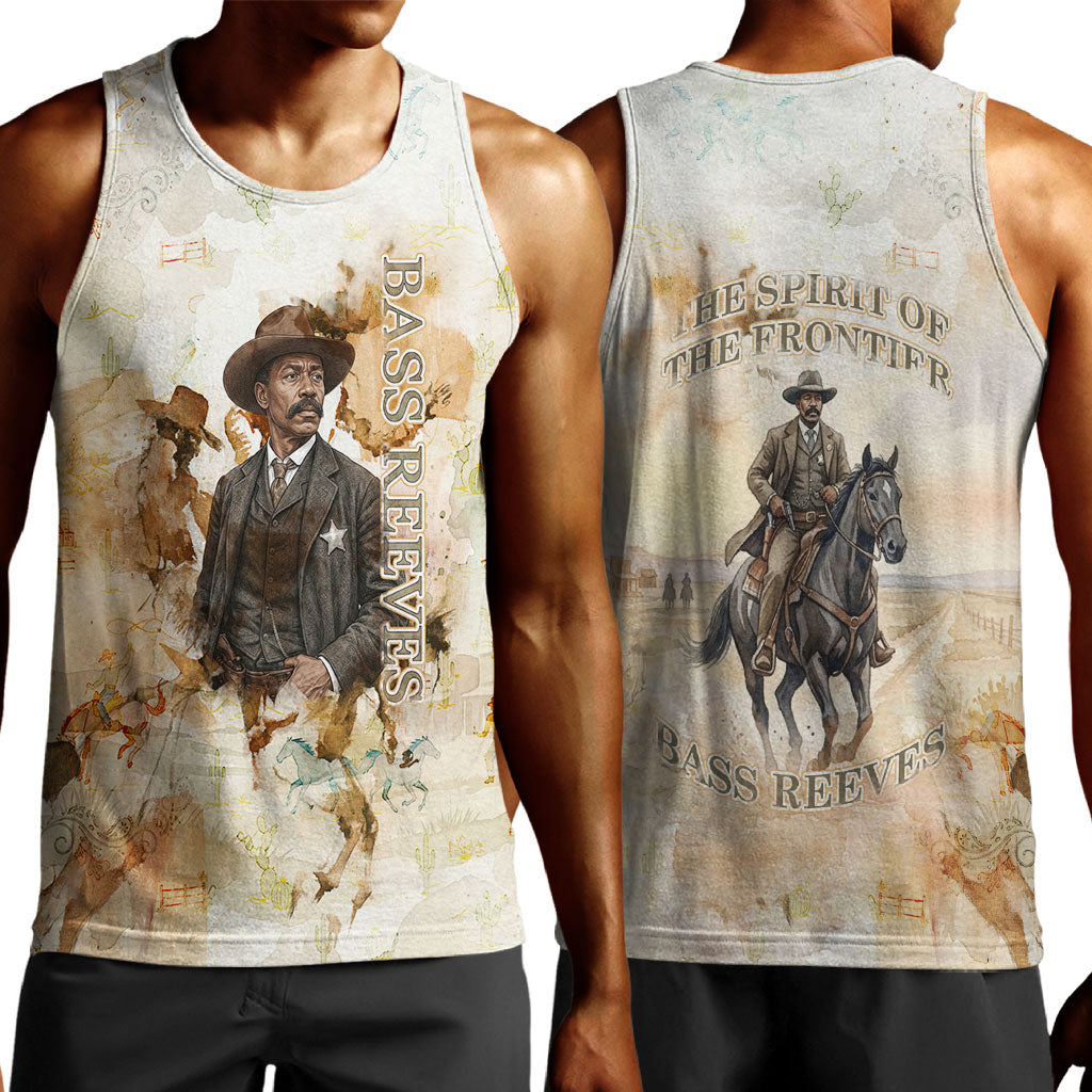 Bass Reeves Spirit Frontier Legend Men Tank Top African American Marshal Horse Riding Western Watercolor