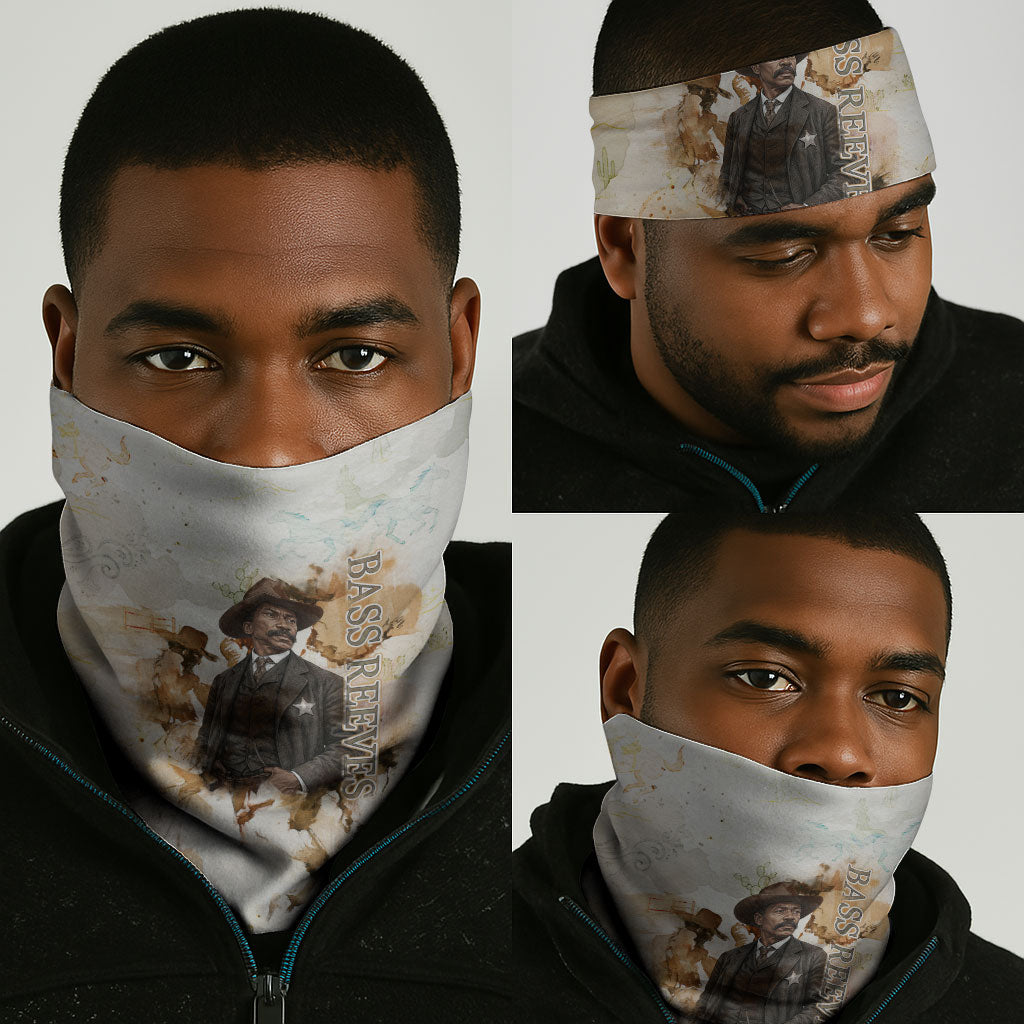 Bass Reeves Spirit Frontier Legend Neck Gaiter African American Marshal Horse Riding Western Watercolor