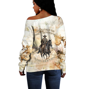 Bass Reeves Spirit Frontier Legend Off Shoulder Sweater African American Marshal Horse Riding Western Watercolor