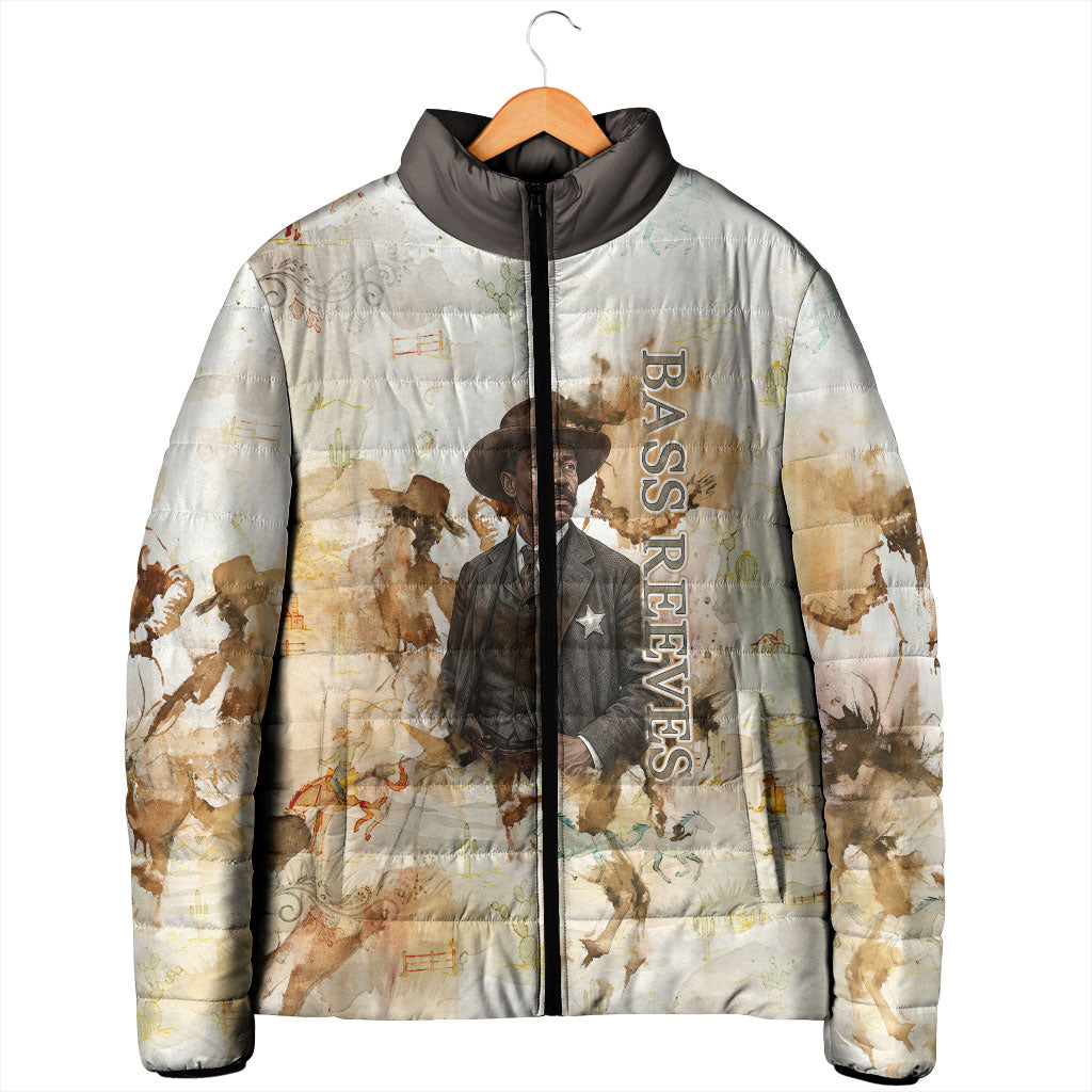 Bass Reeves Spirit Frontier Legend Padded Jacket African American Marshal Horse Riding Western Watercolor