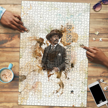 Bass Reeves Spirit Frontier Legend Puzzle African American Marshal Horse Riding Western Watercolor