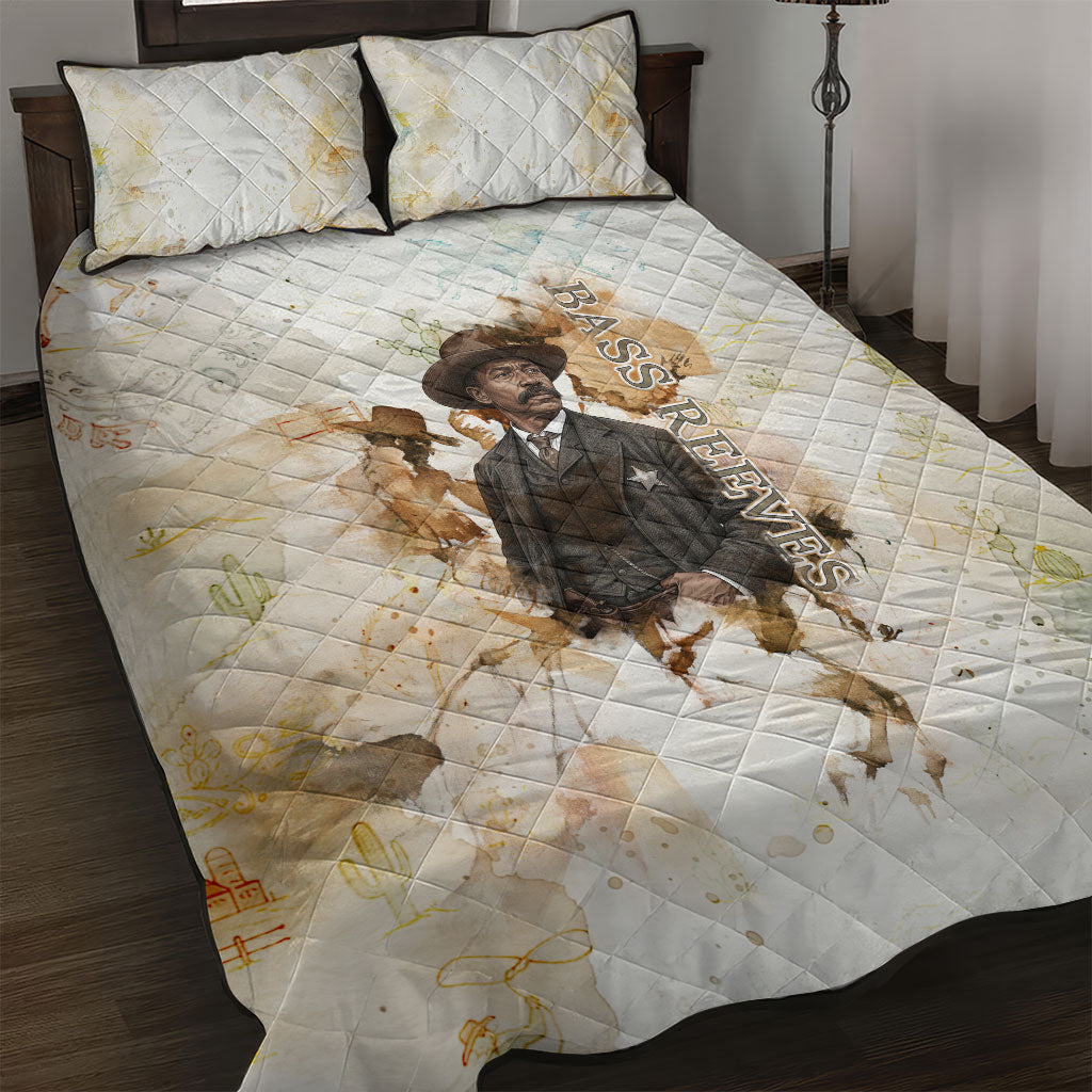 Bass Reeves Spirit Frontier Legend Quilt Bed Set African American Marshal Horse Riding Western Watercolor