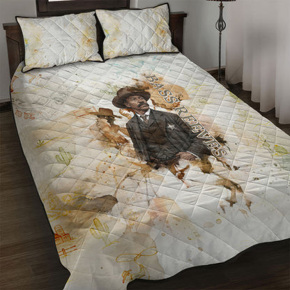 Bass Reeves Spirit Frontier Legend Quilt Bed Set African American Marshal Horse Riding Western Watercolor