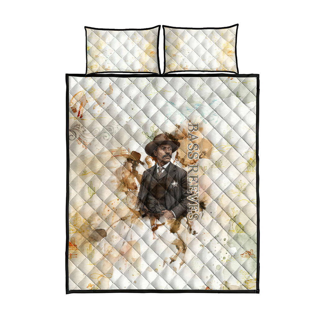 Bass Reeves Spirit Frontier Legend Quilt Bed Set African American Marshal Horse Riding Western Watercolor