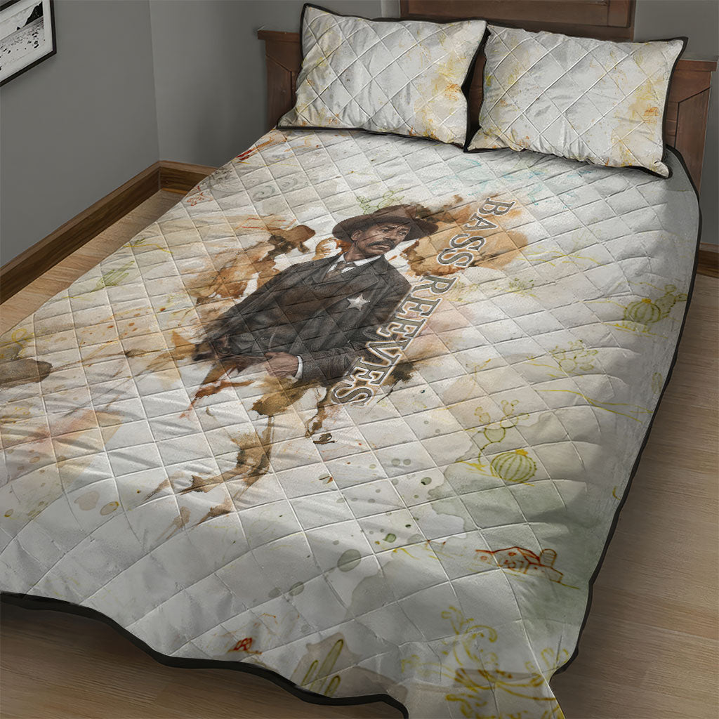 Bass Reeves Spirit Frontier Legend Quilt Bed Set African American Marshal Horse Riding Western Watercolor