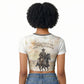 Bass Reeves Spirit Frontier Legend Raglan Cropped T shirt African American Marshal Horse Riding Western Watercolor
