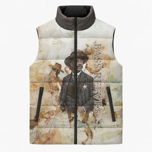 Bass Reeves Spirit Frontier Legend Sleeveless Puffer Jacket African American Marshal Horse Riding Western Watercolor