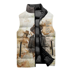 Bass Reeves Spirit Frontier Legend Sleeveless Puffer Jacket African American Marshal Horse Riding Western Watercolor