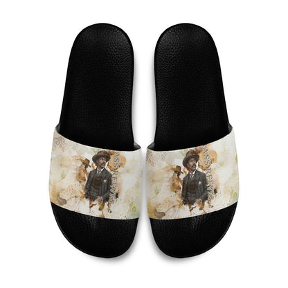 Bass Reeves Spirit Frontier Legend Slide Sandals African American Marshal Horse Riding Western Watercolor