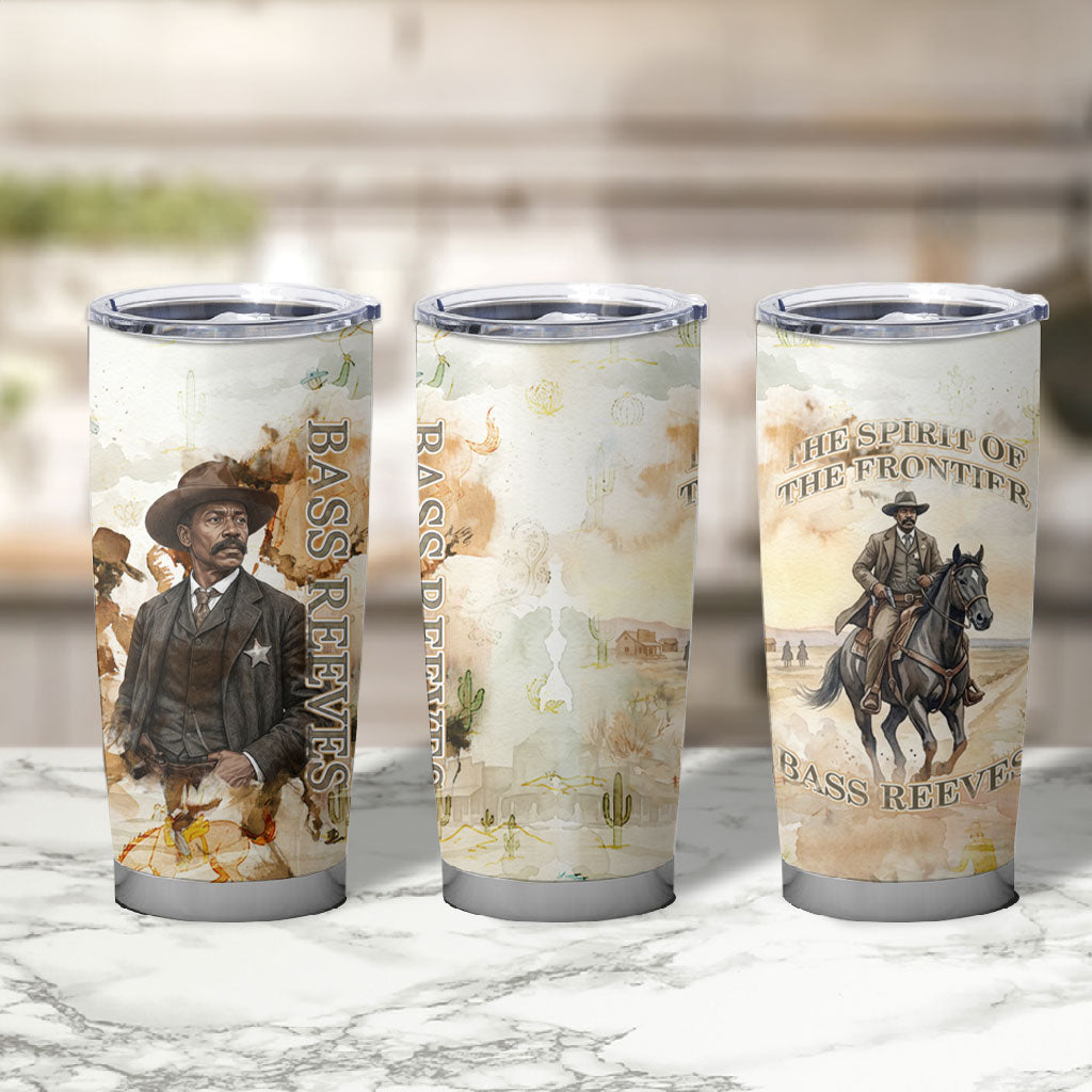 Bass Reeves Spirit Frontier Legend Tumbler Cup African American Marshal Horse Riding Western Watercolor
