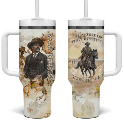 Bass Reeves Spirit Frontier Legend Tumbler With Handle African American Marshal Horse Riding Western Watercolor
