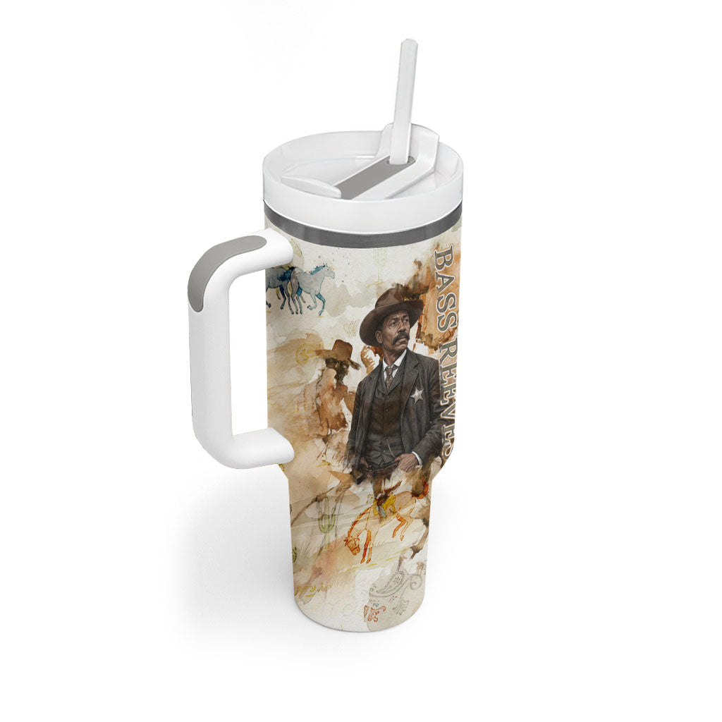 Bass Reeves Spirit Frontier Legend Tumbler With Handle African American Marshal Horse Riding Western Watercolor