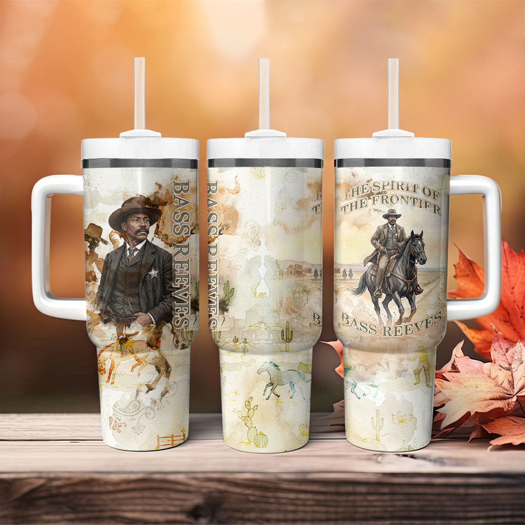 Bass Reeves Spirit Frontier Legend Tumbler With Handle African American Marshal Horse Riding Western Watercolor