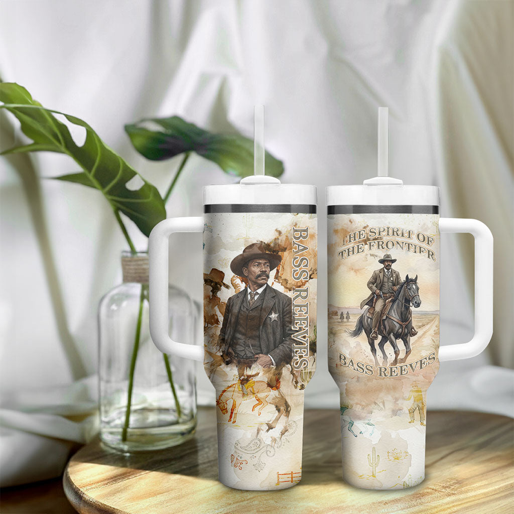 Bass Reeves Spirit Frontier Legend Tumbler With Handle African American Marshal Horse Riding Western Watercolor