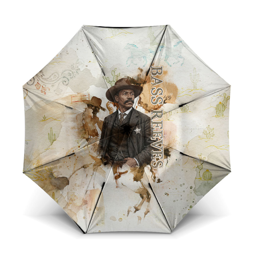 Bass Reeves Spirit Frontier Legend Umbrella African American Marshal Horse Riding Western Watercolor