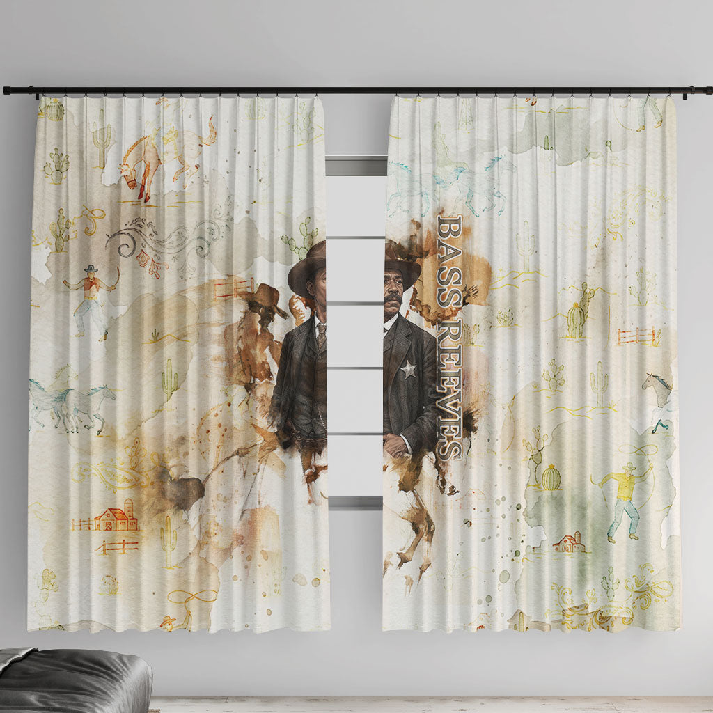 Bass Reeves Spirit Frontier Legend Window Curtain African American Marshal Horse Riding Western Watercolor
