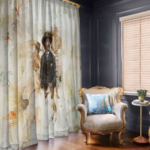 Bass Reeves Spirit Frontier Legend Window Curtain African American Marshal Horse Riding Western Watercolor