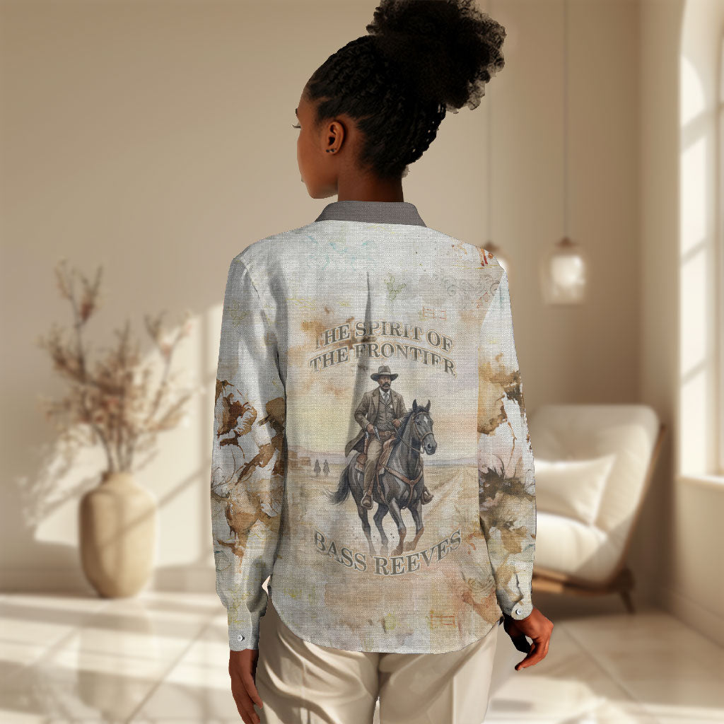 Bass Reeves Spirit Frontier Legend Women Casual Shirt African American Marshal Horse Riding Western Watercolor