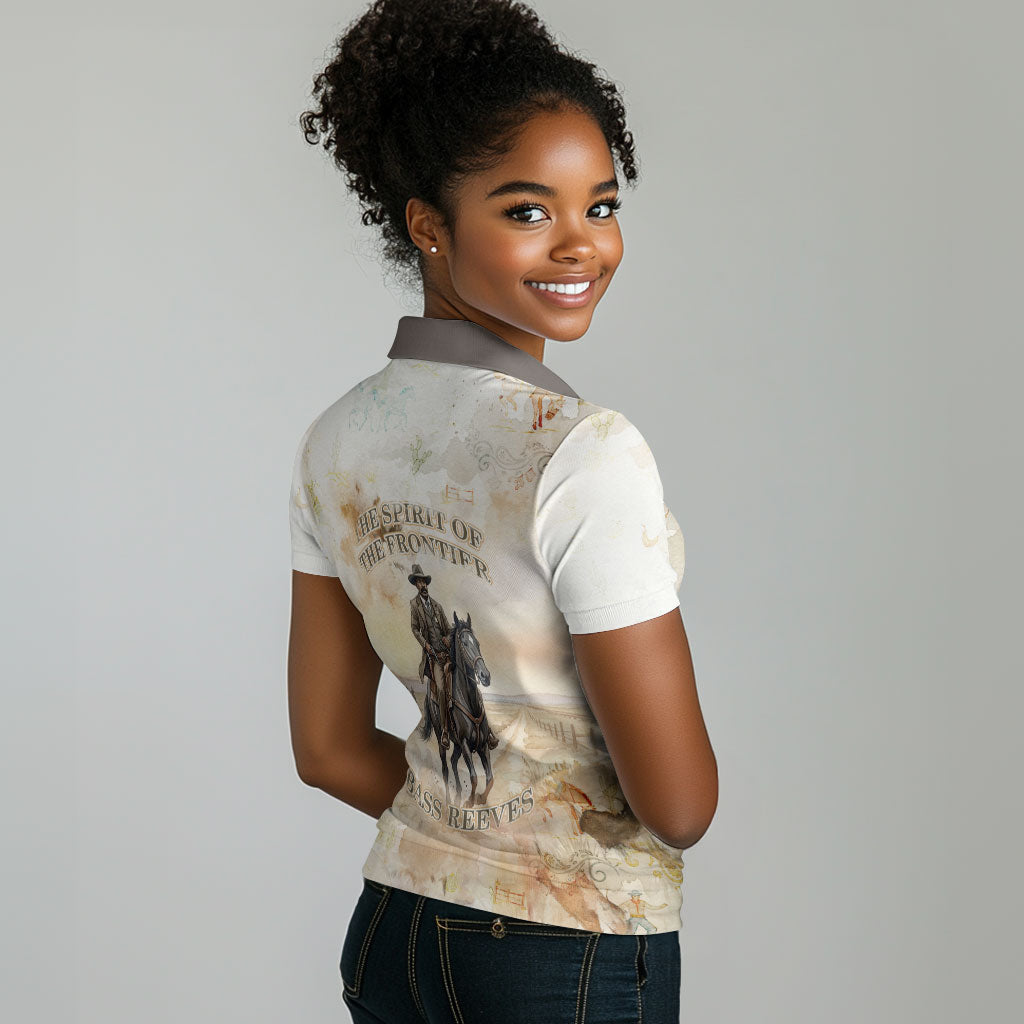 Bass Reeves Spirit Frontier Legend Women Polo Shirt African American Marshal Horse Riding Western Watercolor