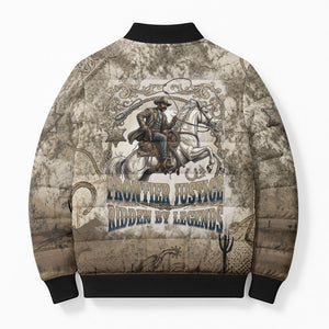 Bass Reeves Legend Black Cowboy Bomber Puffer Jacket Western Legend Vintage - Legend Of The Frontier