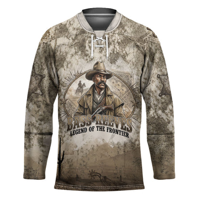 Bass Reeves Legend Black Cowboy Hockey Jersey Western Legend Vintage - Legend Of The Frontier
