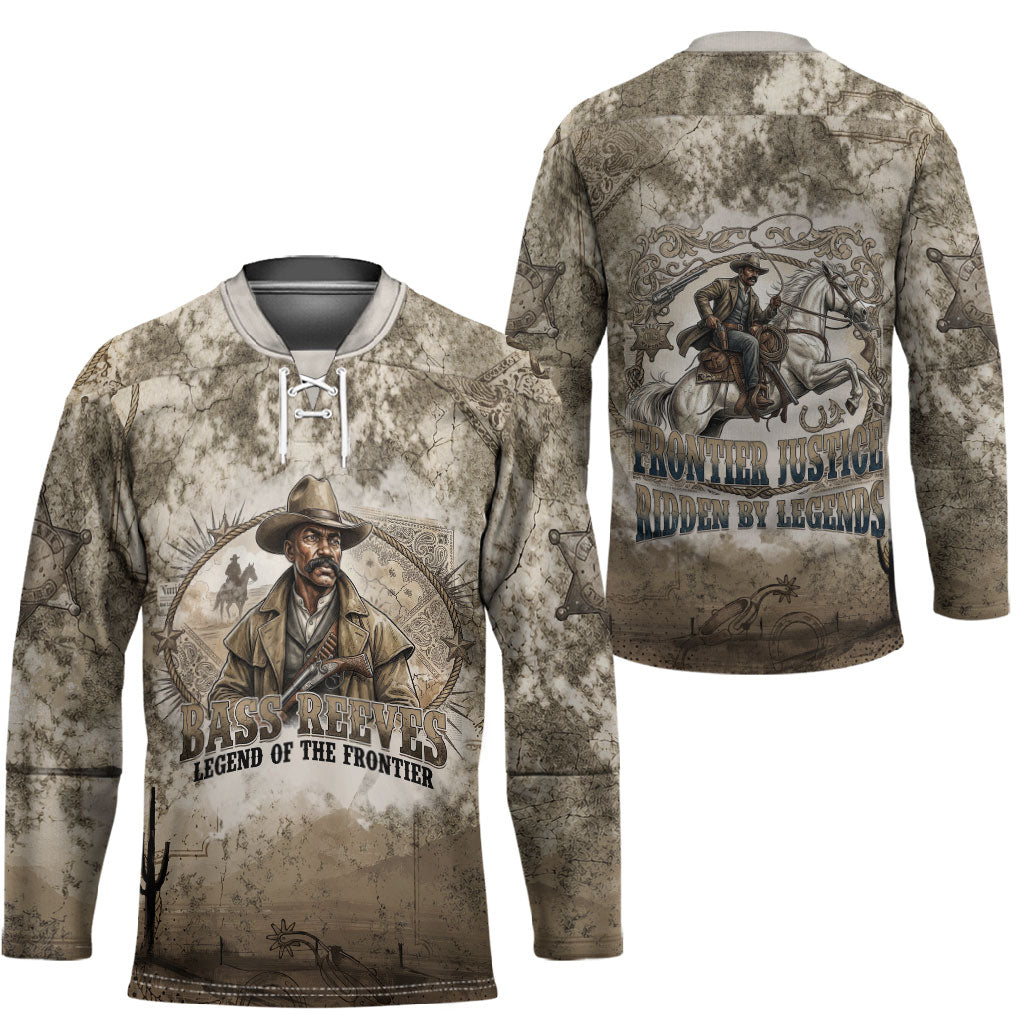 Bass Reeves Legend Black Cowboy Hockey Jersey Western Legend Vintage - Legend Of The Frontier