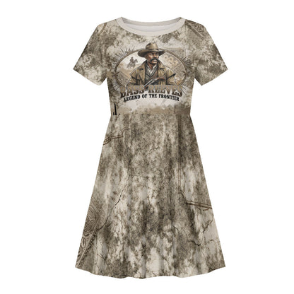 Bass Reeves Legend Black Cowboy Kid Short Sleeve Dress Western Legend Vintage - Legend Of The Frontier