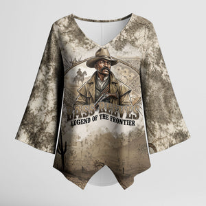 Bass Reeves Legend Black Cowboy Kimono Sleeve Blouse Western Legend Vintage - Legend Of The Frontier