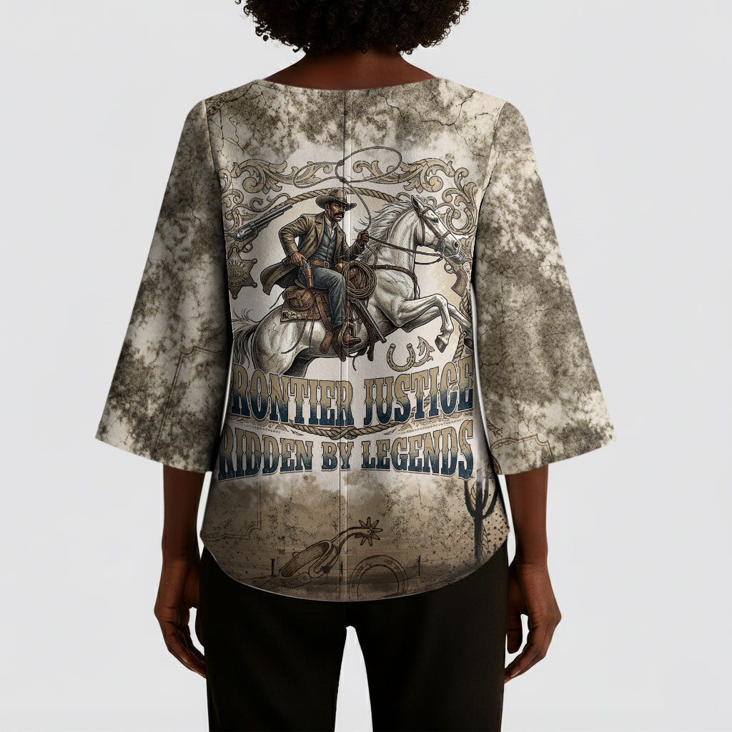 Bass Reeves Legend Black Cowboy Kimono Sleeve Blouse Western Legend Vintage - Legend Of The Frontier