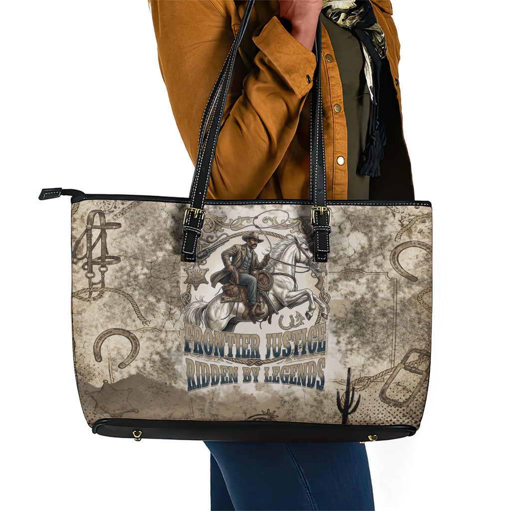 Bass Reeves Legend Black Cowboy Leather Tote Bag Western Legend Vintage - Legend Of The Frontier