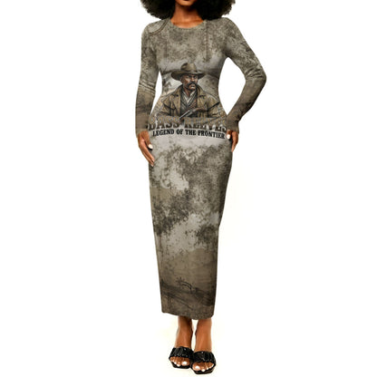 Bass Reeves Legend Black Cowboy Long Sleeve Bodycon Dress Western Legend Vintage - Legend Of The Frontier
