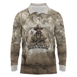 Bass Reeves Legend Black Cowboy Long Sleeve Polo Shirt Western Legend Vintage - Legend Of The Frontier