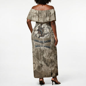 Bass Reeves Legend Black Cowboy Off Shoulder Maxi Dress Western Legend Vintage - Legend Of The Frontier