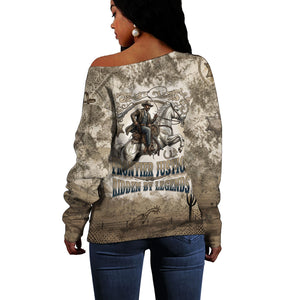Bass Reeves Legend Black Cowboy Off Shoulder Sweater Western Legend Vintage - Legend Of The Frontier