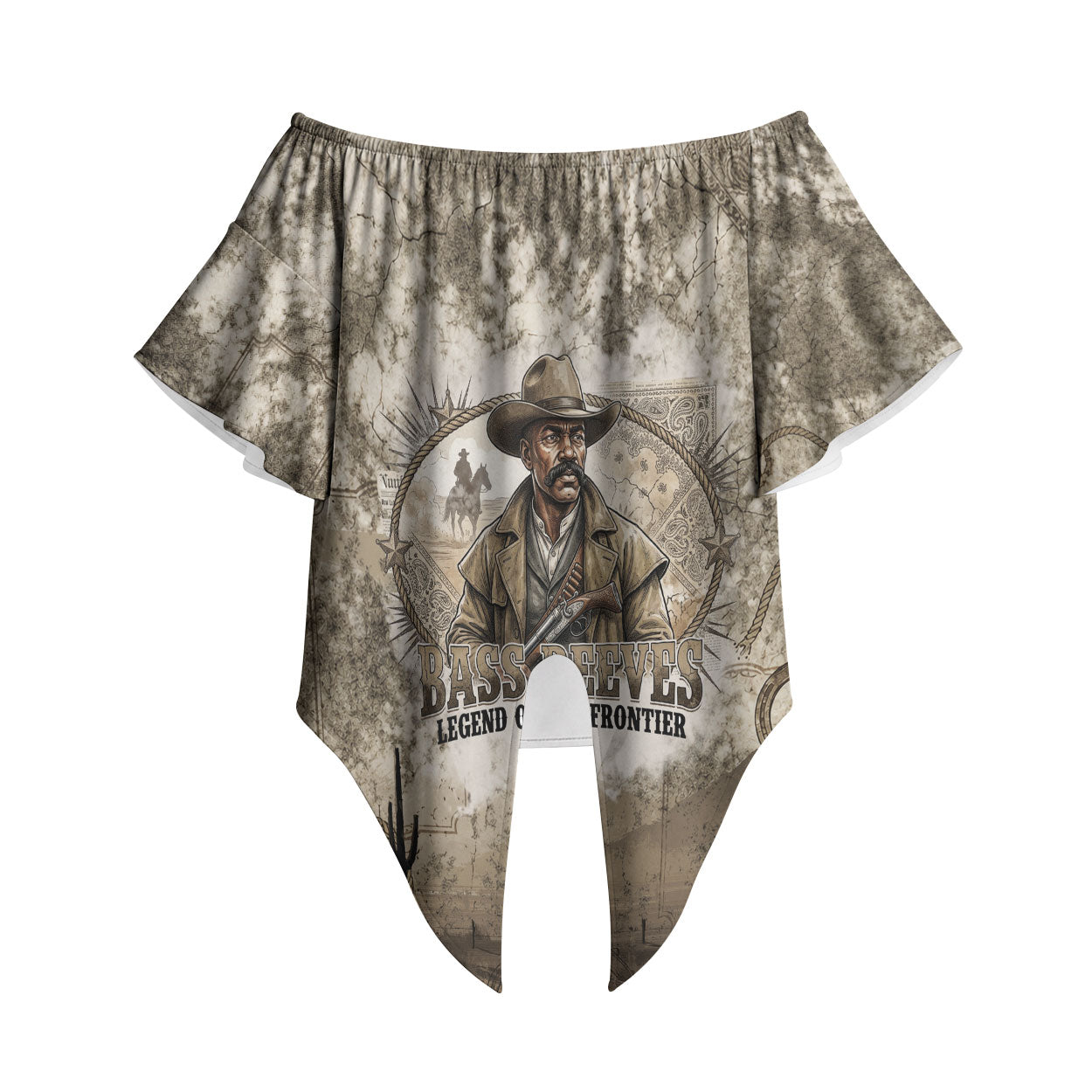 Bass Reeves Legend Black Cowboy Off Shoulder Wrap Waist Top Western Legend Vintage - Legend Of The Frontier