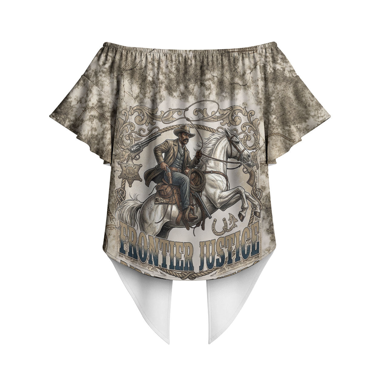 Bass Reeves Legend Black Cowboy Off Shoulder Wrap Waist Top Western Legend Vintage - Legend Of The Frontier