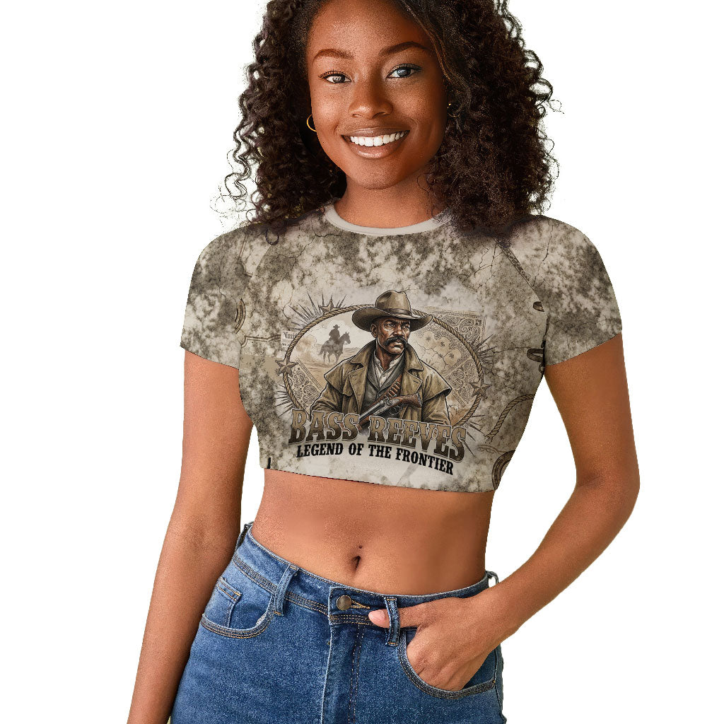 Bass Reeves Legend Black Cowboy Raglan Cropped T shirt Western Legend Vintage - Legend Of The Frontier