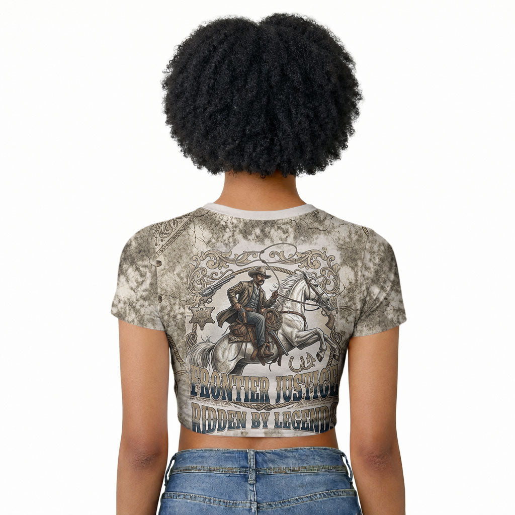 Bass Reeves Legend Black Cowboy Raglan Cropped T shirt Western Legend Vintage - Legend Of The Frontier