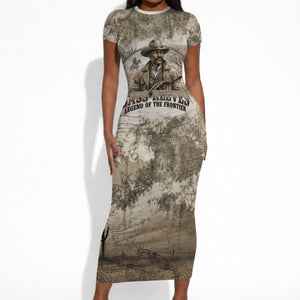 Bass Reeves Legend Black Cowboy Short Sleeve Bodycon Dress Western Legend Vintage - Legend Of The Frontier
