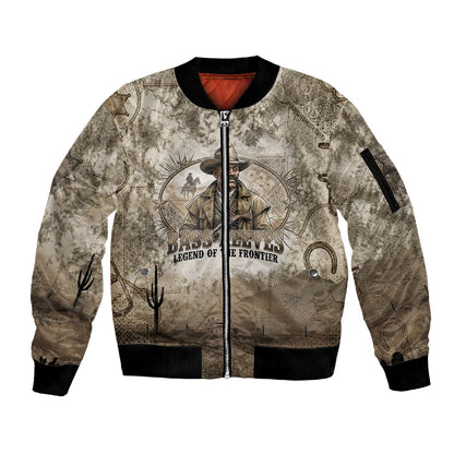 Bass Reeves Legend Black Cowboy Sleeve Zip Bomber Jacket Western Legend Vintage - Legend Of The Frontier