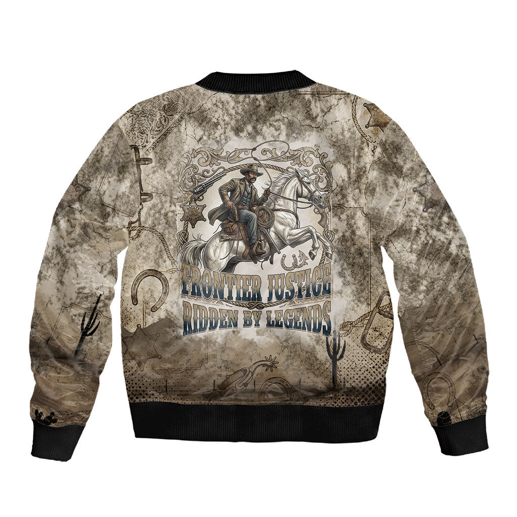 Bass Reeves Legend Black Cowboy Sleeve Zip Bomber Jacket Western Legend Vintage - Legend Of The Frontier