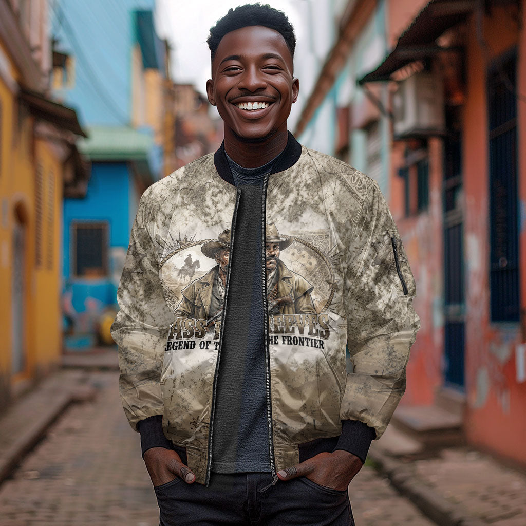 Bass Reeves Legend Black Cowboy Sleeve Zip Bomber Jacket Western Legend Vintage - Legend Of The Frontier