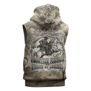 Bass Reeves Legend Black Cowboy Sleeveless Hoodie Western Legend Vintage - Legend Of The Frontier