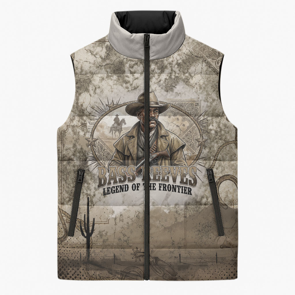 Bass Reeves Legend Black Cowboy Sleeveless Puffer Jacket Western Legend Vintage - Legend Of The Frontier