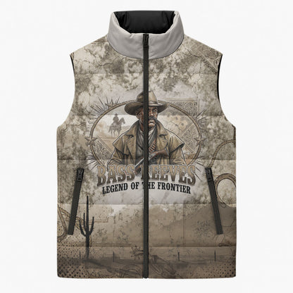 Bass Reeves Legend Black Cowboy Sleeveless Puffer Jacket Western Legend Vintage - Legend Of The Frontier