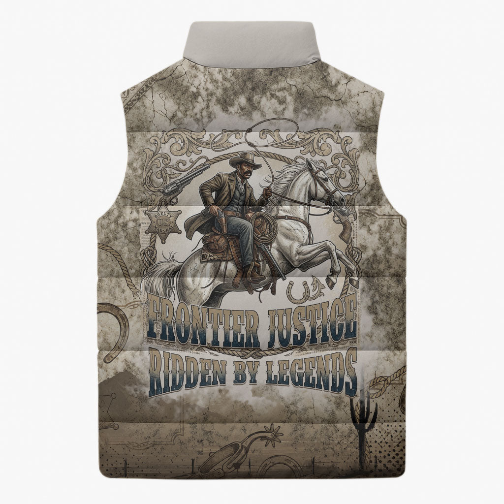 Bass Reeves Legend Black Cowboy Sleeveless Puffer Jacket Western Legend Vintage - Legend Of The Frontier